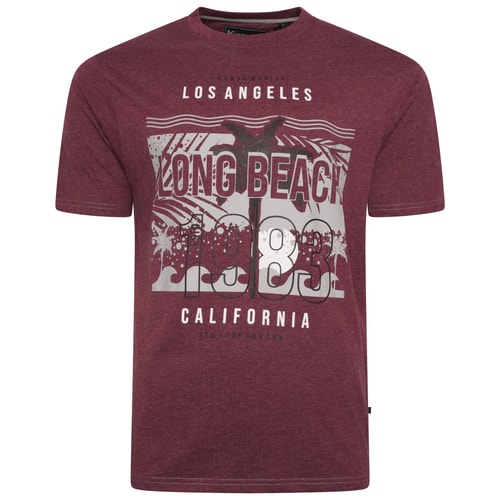 KAM Long Beach Print T-Shirt Burgunderrot meliert